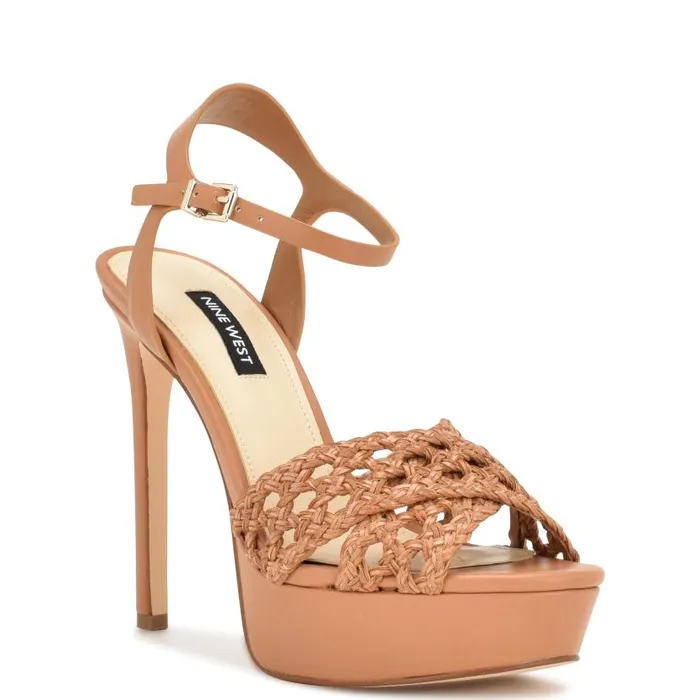 Grecia Platform Sandals Medium Natural Women Nine West Heels