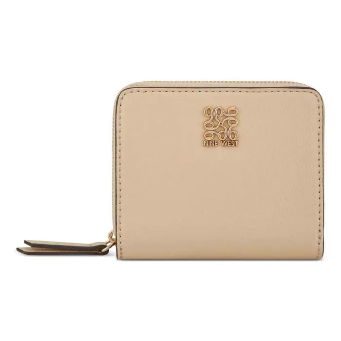 Grid 9 Small Zip Around Wallet Beige WomenMen Nine West Clutches and Wallets