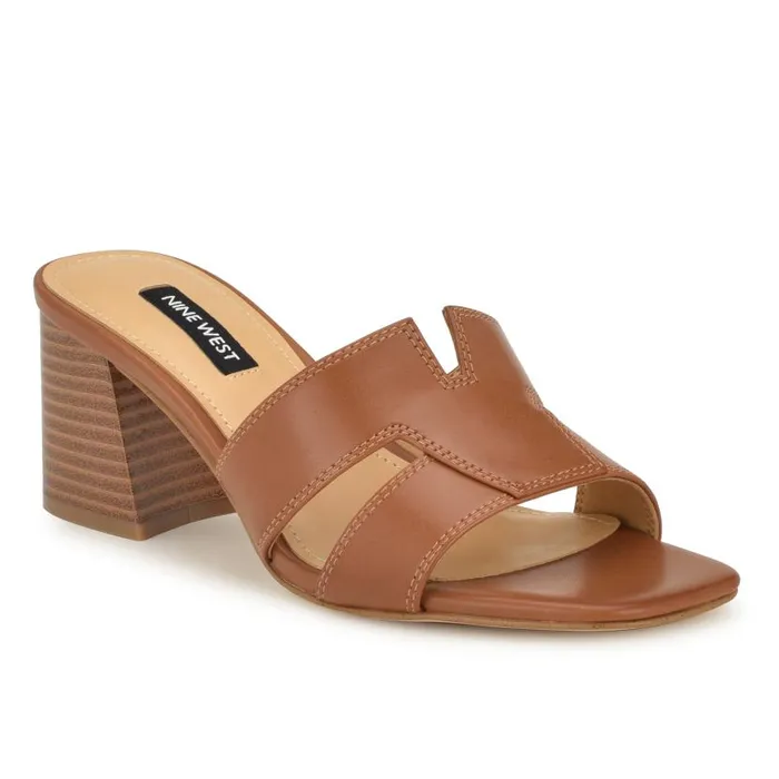 Griselda Block Heel Sandals Brown Women Nine West Heels