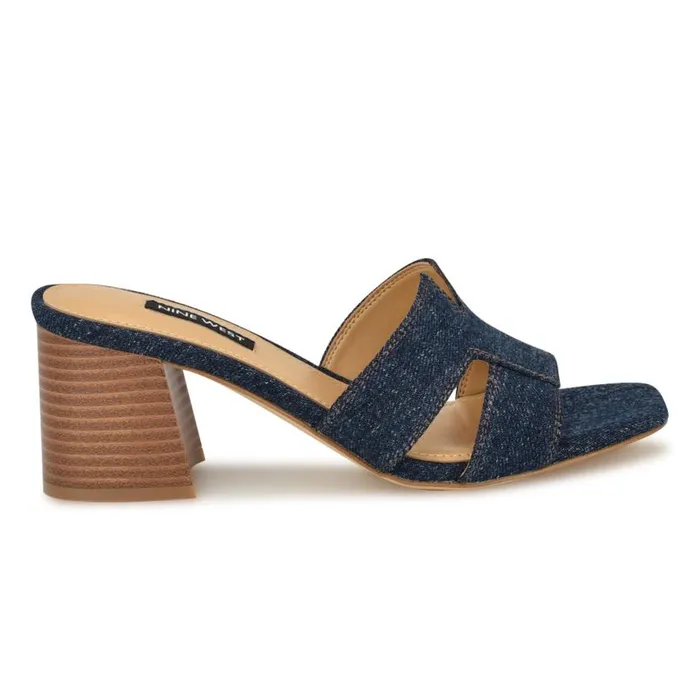 Griselda Block Heel Sandals Denim Women Nine West Heels
