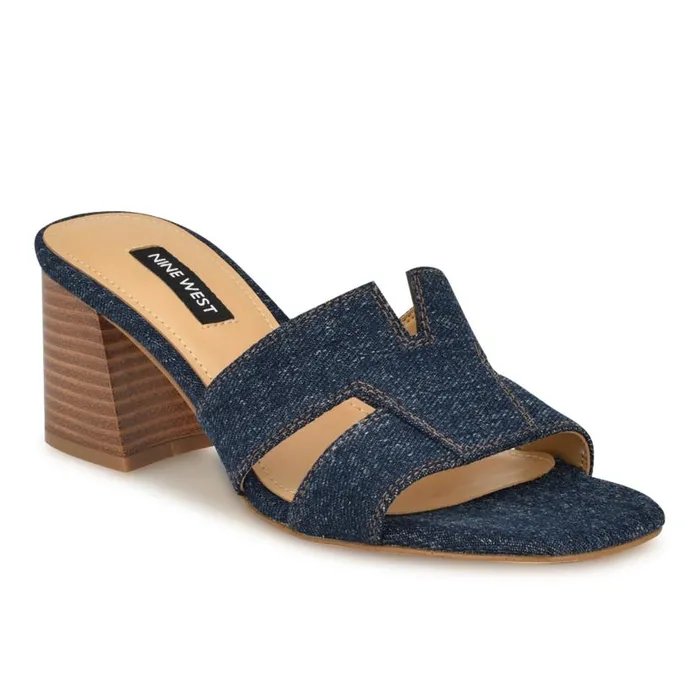 Griselda Block Heel Sandals Denim Women Nine West Heels