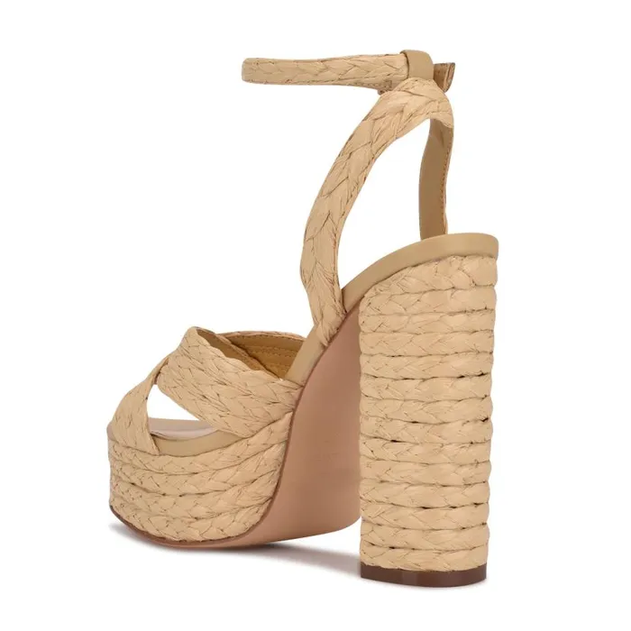 Hadyn Platform Sandals Natural Raffia Women Nine West Sandals