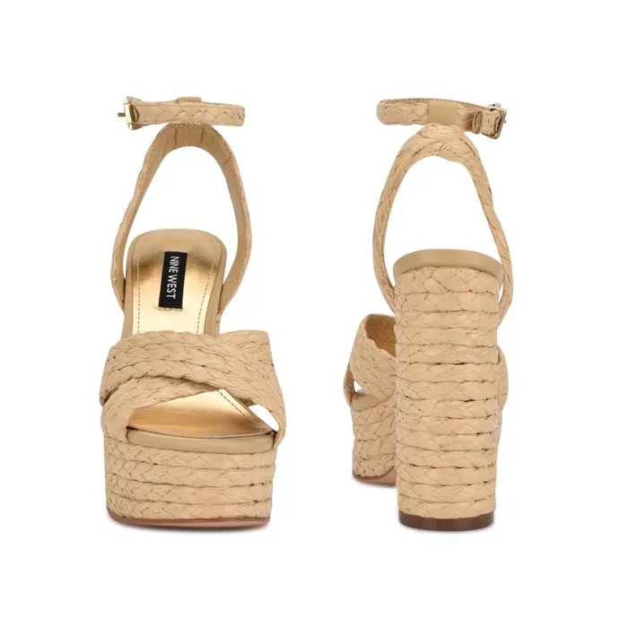 Hadyn Platform Sandals Natural Raffia Women Nine West Sandals
