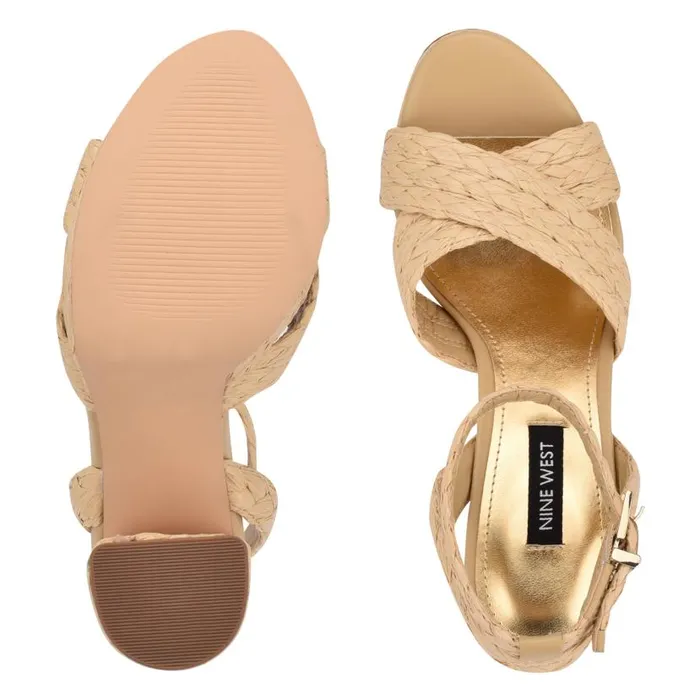 Hadyn Platform Sandals Natural Raffia Women Nine West Sandals