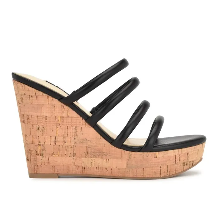 Haloway Espadrille Wedge Sandals Black Women Nine West Sandals