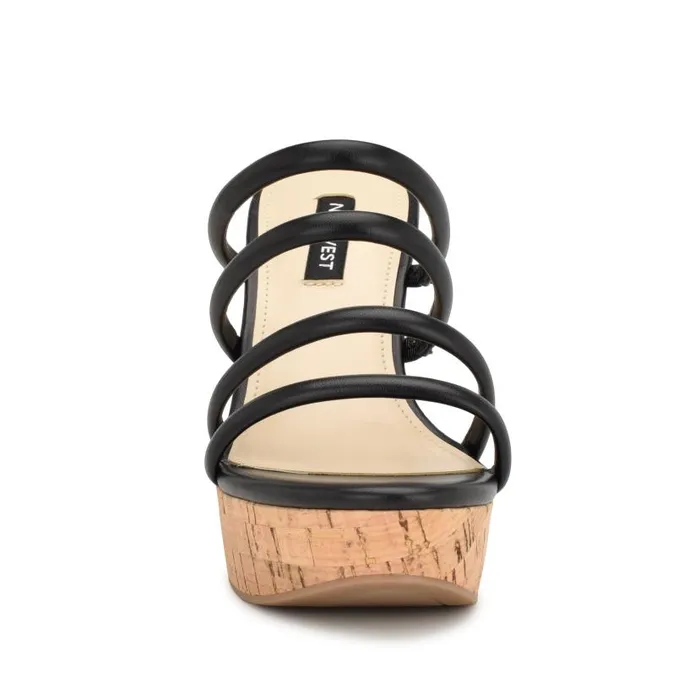 Haloway Espadrille Wedge Sandals Black Women Nine West Sandals