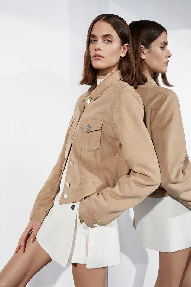 Halston Adson Ultra Suede Jacket Stone Women Jackets And Blazers Halston Adson Ultra Suede Jacket Stone Women Jackets And Blazers