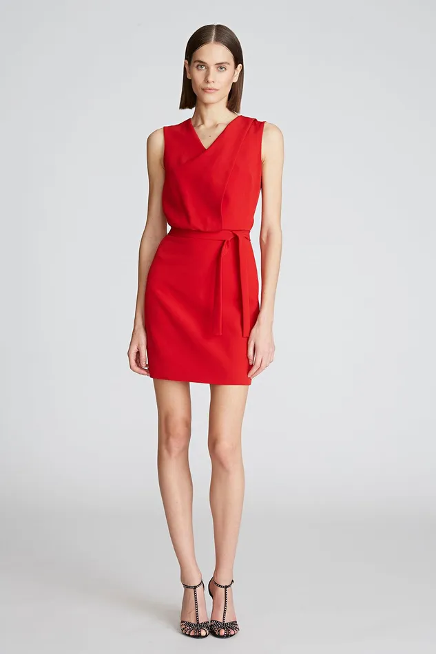 Halston Aisha Dress In Stretch Crepe Halston Red Women Mini Dresses