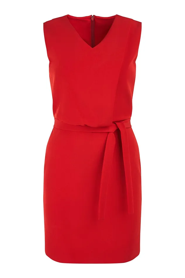 Halston Aisha Dress In Stretch Crepe Halston Red Women Mini Dresses