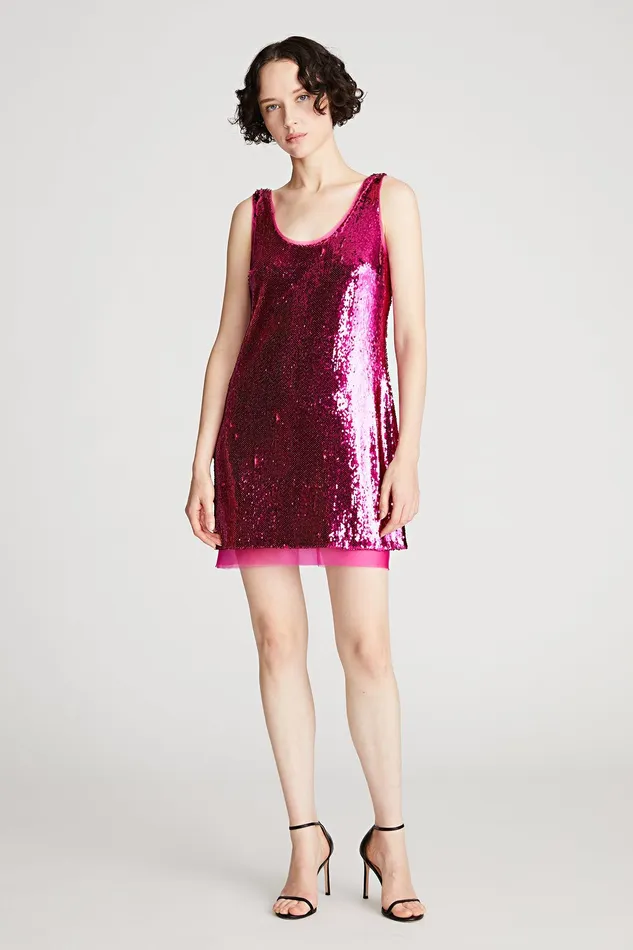 Halston Aishia Dress In Sequin Begonia Women Cocktail Dresses