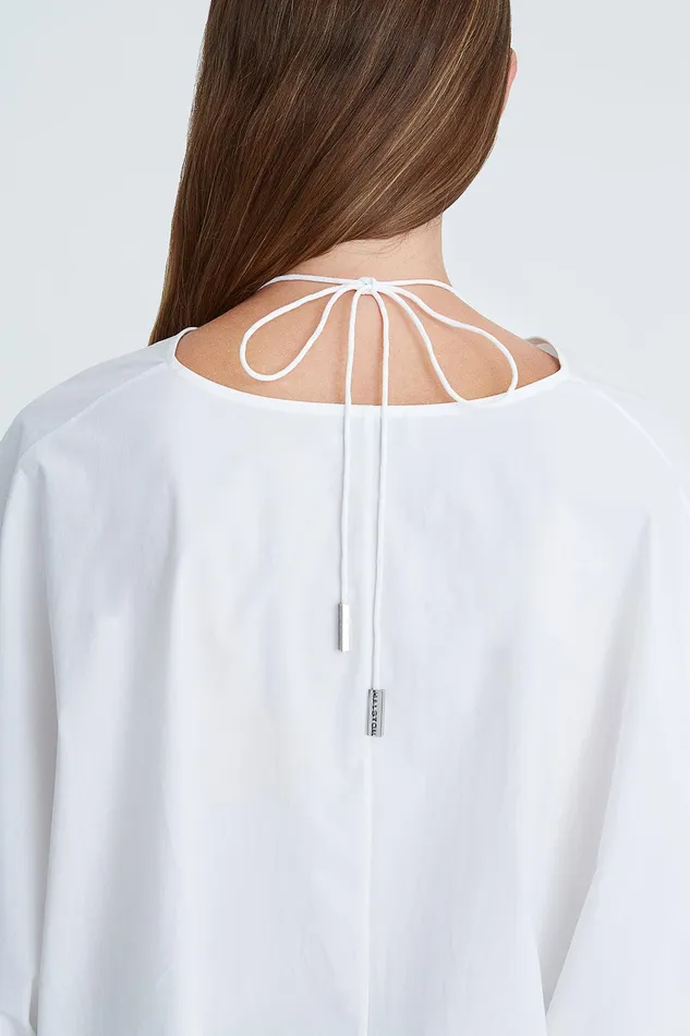 Halston Alana Cotton Shirting Top Optic White Women Tops Halston Alana Cotton Shirting Top Optic White Women Tops