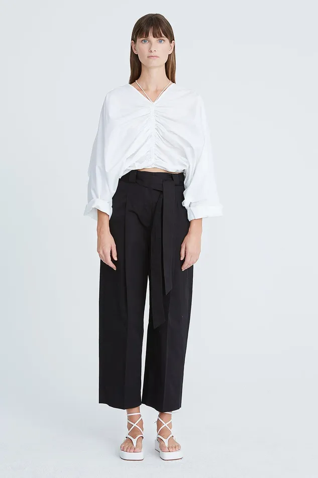 Halston Alana Cotton Shirting Top Optic White Women Tops Halston Alana Cotton Shirting Top Optic White Women Tops