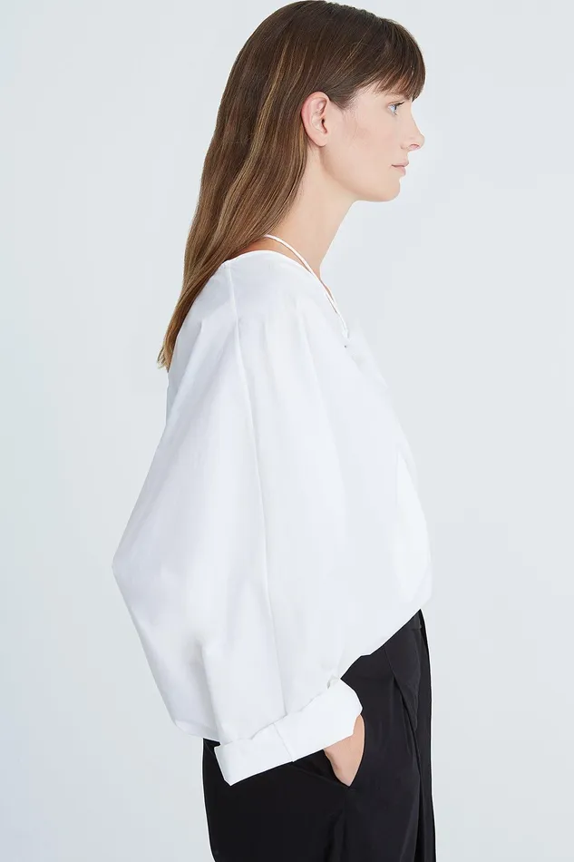 Halston Alana Cotton Shirting Top Optic White Women Tops Halston Alana Cotton Shirting Top Optic White Women Tops