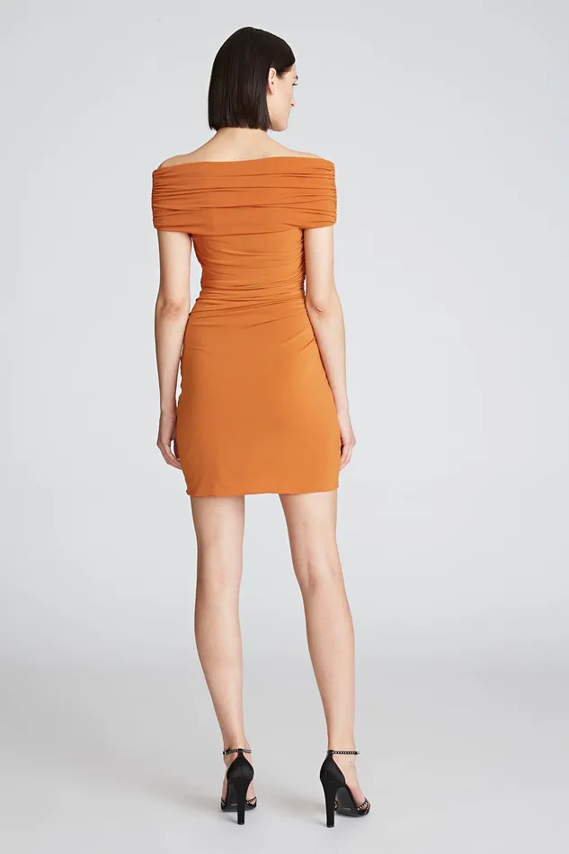 Halston Aliana Dress In Jersey Amber Women Mini Dresses Halston Aliana Dress In Jersey Amber Women Mini Dresses