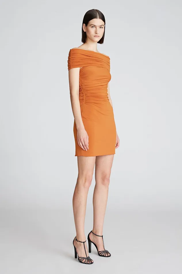 Halston Aliana Dress In Jersey Amber Women Mini Dresses Halston Aliana Dress In Jersey Amber Women Mini Dresses