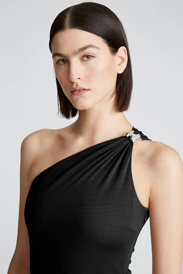 Halston Alison Gown In Matte Jersey Black Women Black Dresses Halston Alison Gown In Matte Jersey Black Women Black Dresses