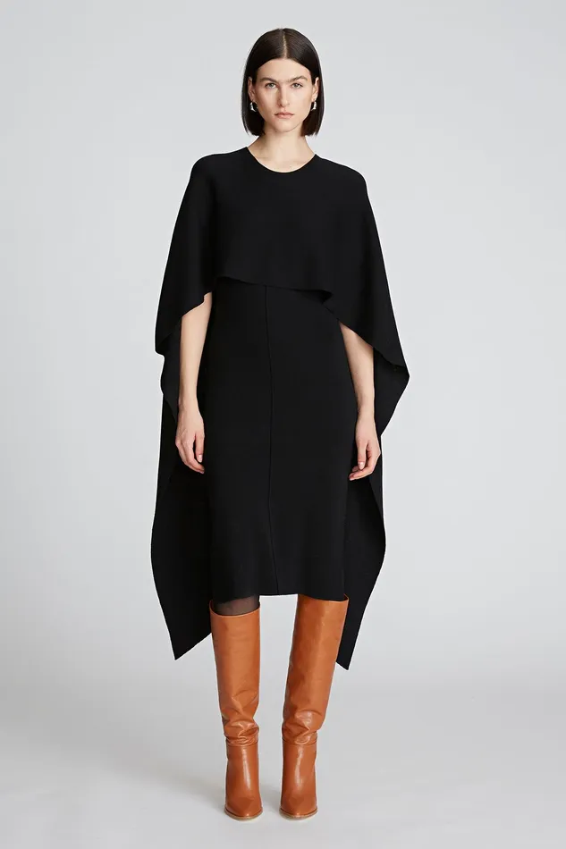 Halston Amal Dress In Merino Wool Black Women Knitwear
