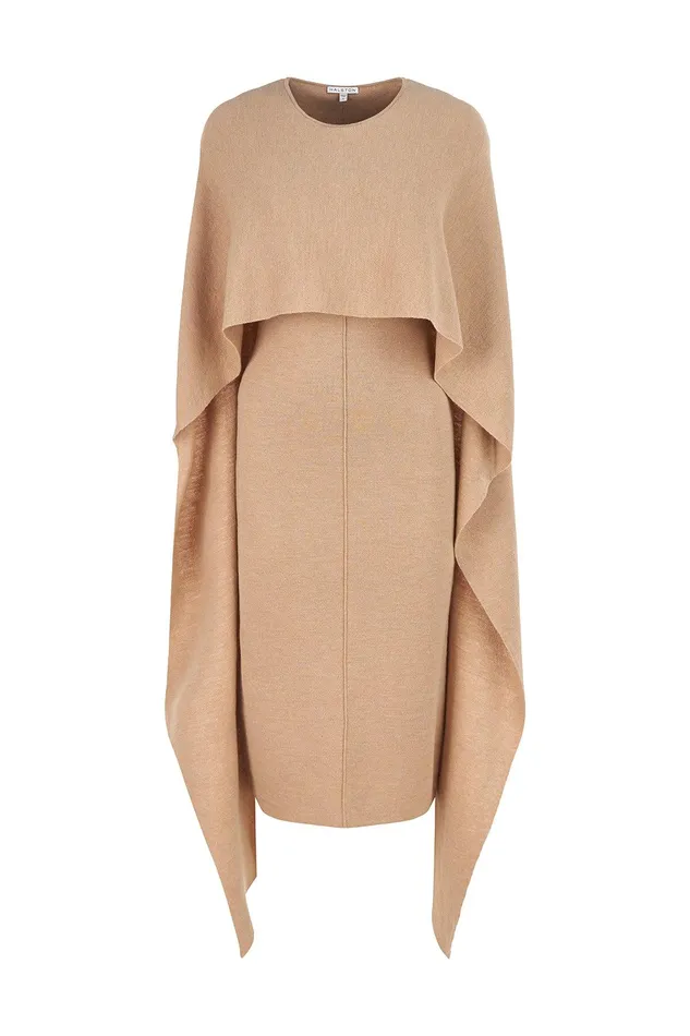 Halston Amal Dress In Merino Wool Light Camel Women Knitwear Halston Amal Dress In Merino Wool Light Camel Women Knitwear