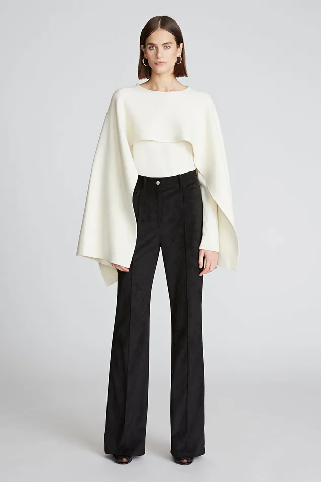 Halston Amir Sweater In Wool And Cashmere Ivory Women Tops Halston Amir Sweater In Wool And Cashmere Ivory Women Tops