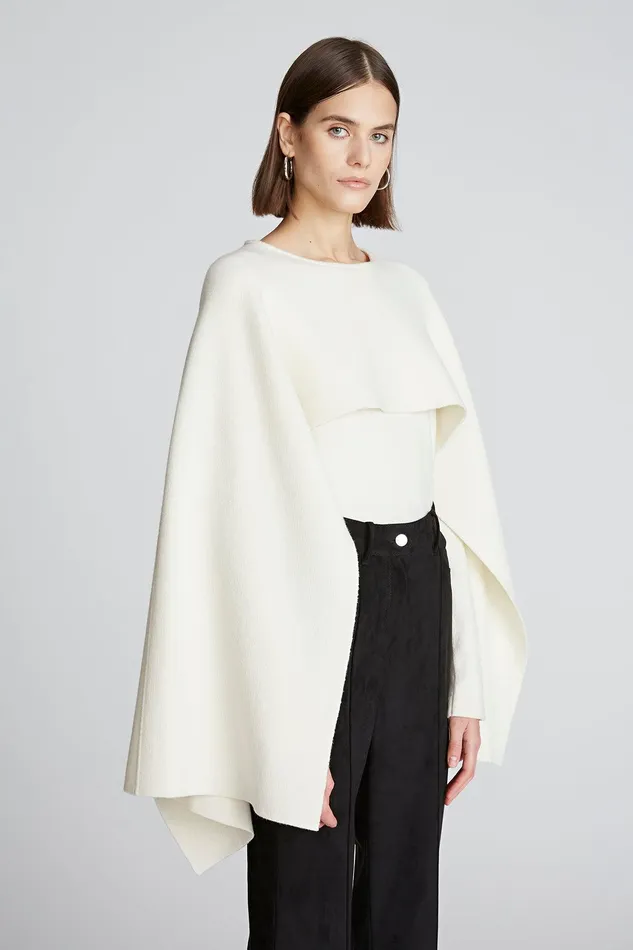 Halston Amir Sweater In Wool And Cashmere Ivory Women Tops Halston Amir Sweater In Wool And Cashmere Ivory Women Tops