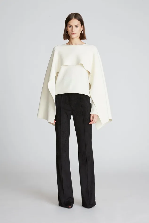 Halston Amir Sweater In Wool And Cashmere Ivory Women Tops Halston Amir Sweater In Wool And Cashmere Ivory Women Tops