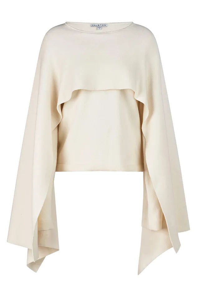 Halston Amir Sweater In Wool And Cashmere Ivory Women Tops Halston Amir Sweater In Wool And Cashmere Ivory Women Tops