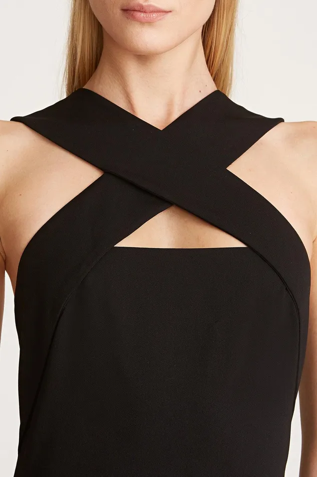 Halston Andie Stretch Crepe Dress Jet Black Women Black Dresses Halston Andie Stretch Crepe Dress Jet Black Women Black Dresses