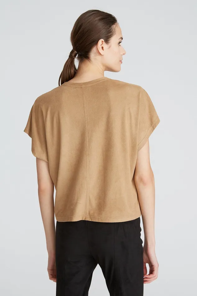 Halston Ariya Suede TShirt Camel Women Tops Halston Ariya Suede TShirt Camel Women Tops