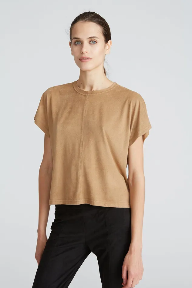 Halston Ariya Suede TShirt Camel Women Tops Halston Ariya Suede TShirt Camel Women Tops