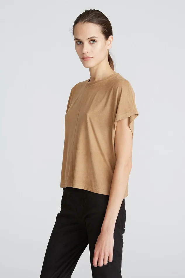 Halston Ariya Suede TShirt Camel Women Tops Halston Ariya Suede TShirt Camel Women Tops