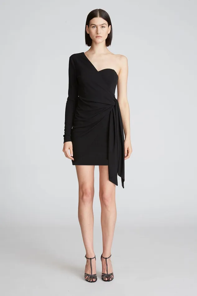 Halston Ashlynn Dress In Matte Jersey Black Women Cocktail Dresses