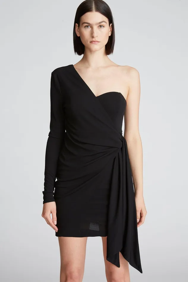 Halston Ashlynn Dress In Matte Jersey Black Women Cocktail Dresses