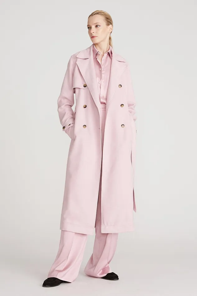Halston Auburn Ultrasuede Trench Dusty Rose Women Jackets And Blazers Halston Auburn Ultrasuede Trench Dusty Rose Women Jackets And Blazers