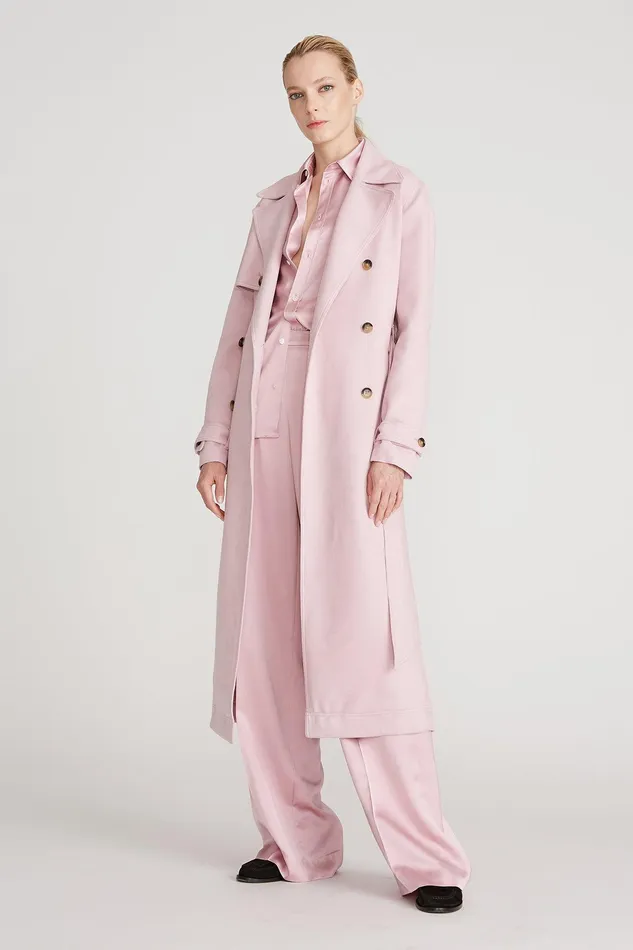 Halston Auburn Ultrasuede Trench Dusty Rose Women Jackets And Blazers Halston Auburn Ultrasuede Trench Dusty Rose Women Jackets And Blazers