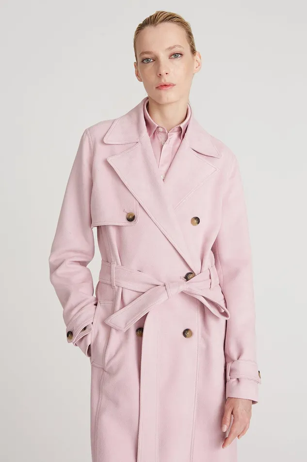 Halston Auburn Ultrasuede Trench Dusty Rose Women Jackets And Blazers Halston Auburn Ultrasuede Trench Dusty Rose Women Jackets And Blazers