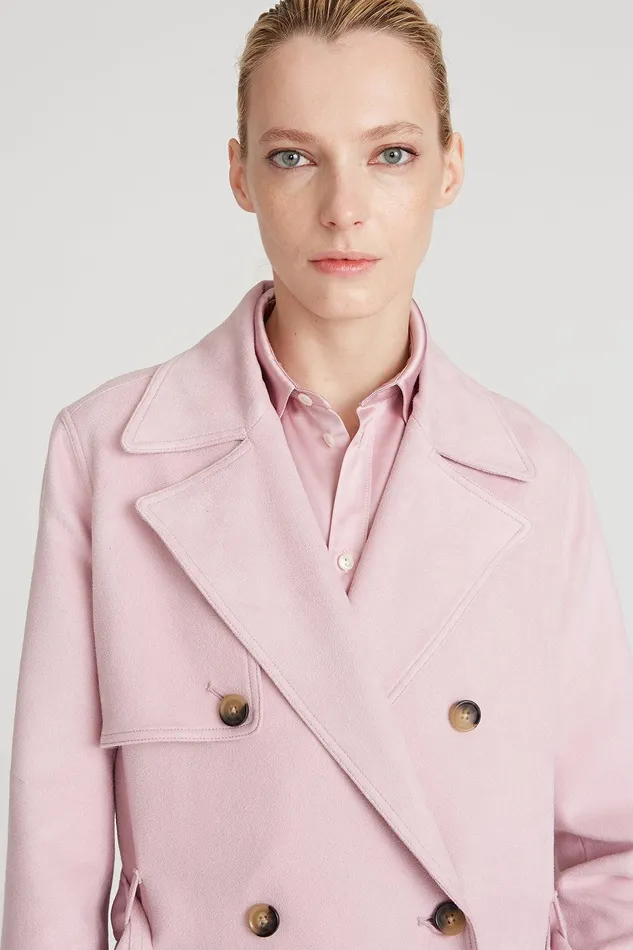 Halston Auburn Ultrasuede Trench Dusty Rose Women Jackets And Blazers Halston Auburn Ultrasuede Trench Dusty Rose Women Jackets And Blazers
