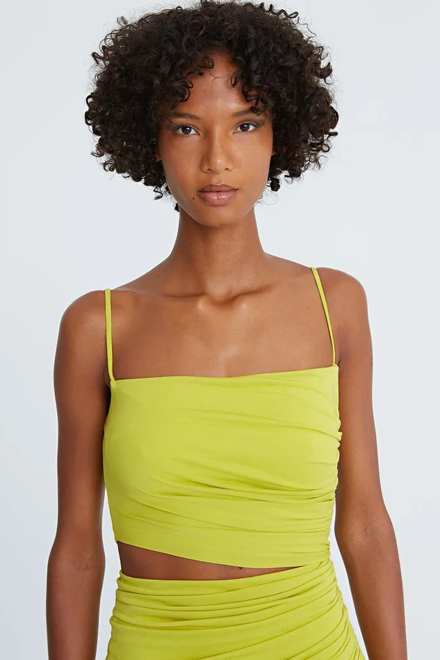 Halston Averie Jersey Draped Cocktail Sulfur Women Midi Dresses Halston Averie Jersey Draped Cocktail Sulfur Women Midi Dresses