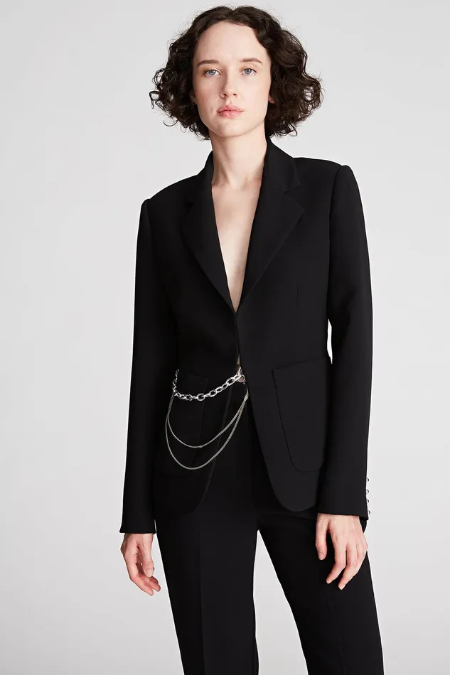 Halston Avery Jacket In Stretch Crepe Black Women Jackets And Blazers
