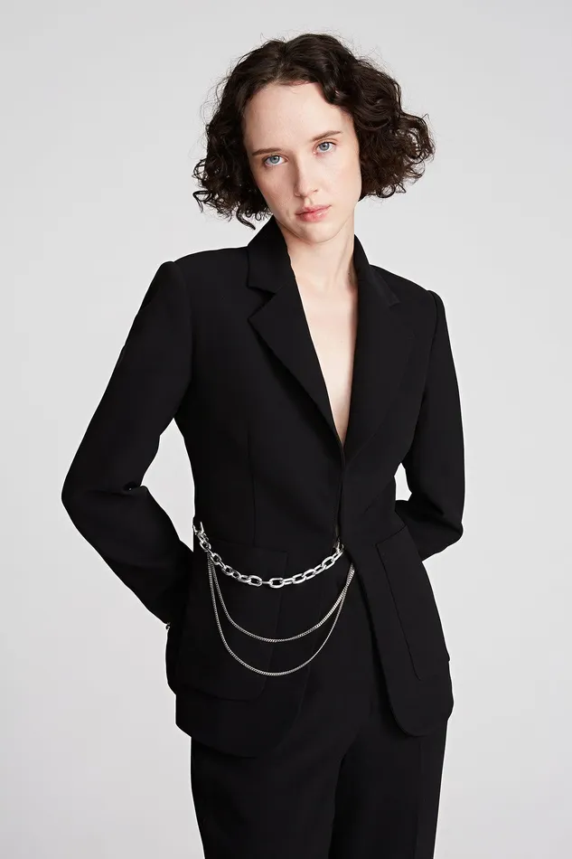 Halston Avery Jacket In Stretch Crepe Black Women Jackets And Blazers Halston Avery Jacket In Stretch Crepe Black Women Jackets And Blazers