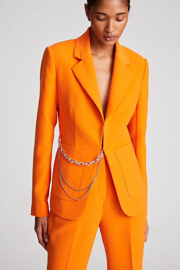 Halston Avery Jacket In Stretch Crepe Papaya Women Jackets And Blazers