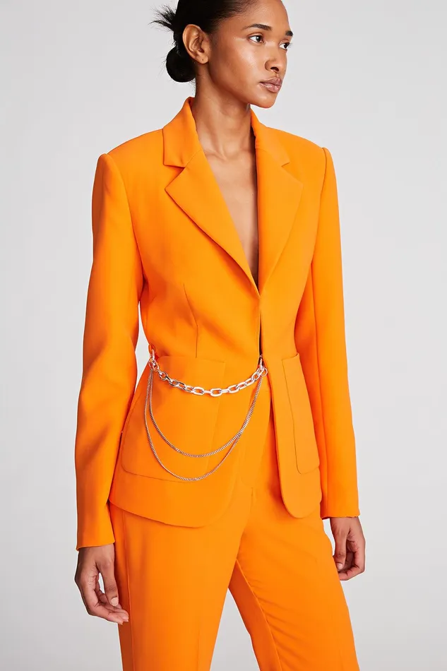 Halston Avery Jacket In Stretch Crepe Papaya Women Jackets And Blazers Halston Avery Jacket In Stretch Crepe Papaya Women Jackets And Blazers