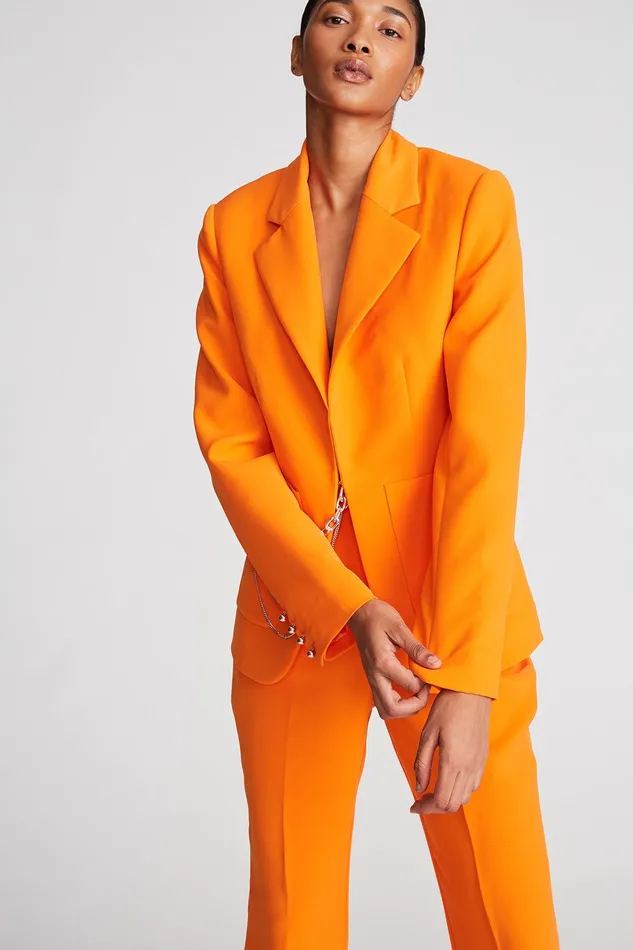 Halston Avery Jacket In Stretch Crepe Papaya Women Jackets And Blazers Halston Avery Jacket In Stretch Crepe Papaya Women Jackets And Blazers