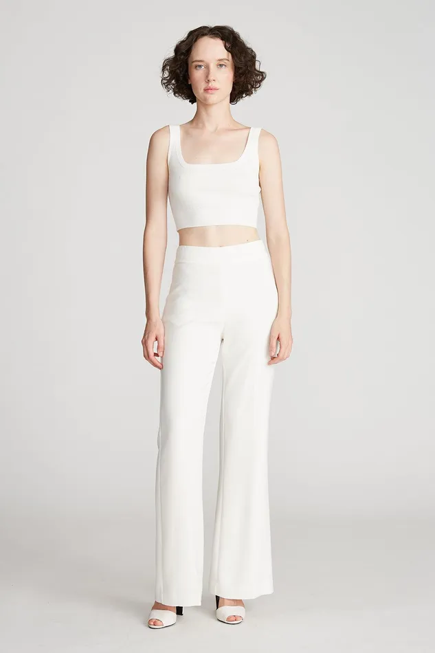 Halston Bailee Pant In Stretch Crepe Chalk Women Bottoms Halston Bailee Pant In Stretch Crepe Chalk Women Bottoms