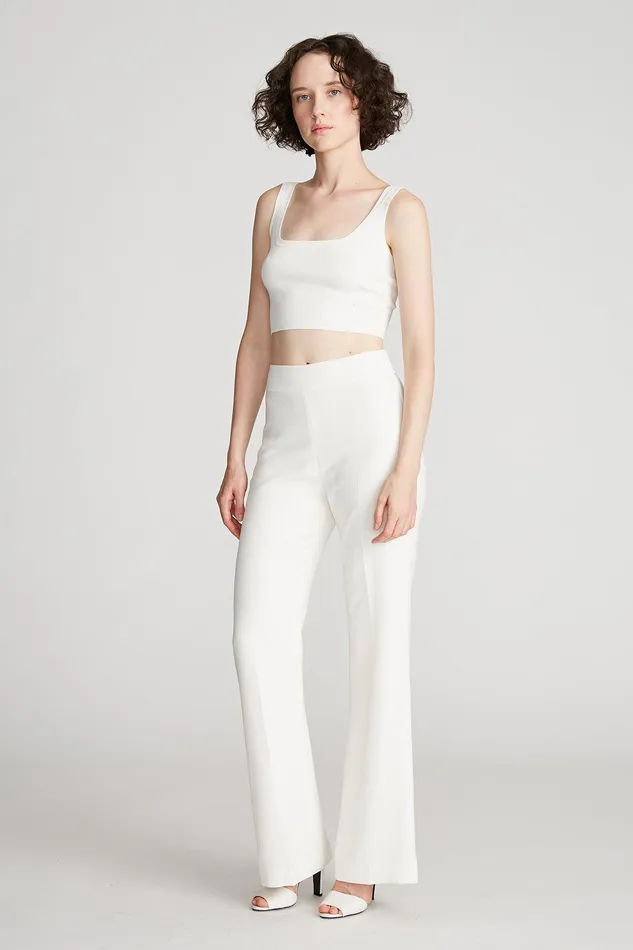 Halston Bailee Pant In Stretch Crepe Chalk Women Bottoms Halston Bailee Pant In Stretch Crepe Chalk Women Bottoms
