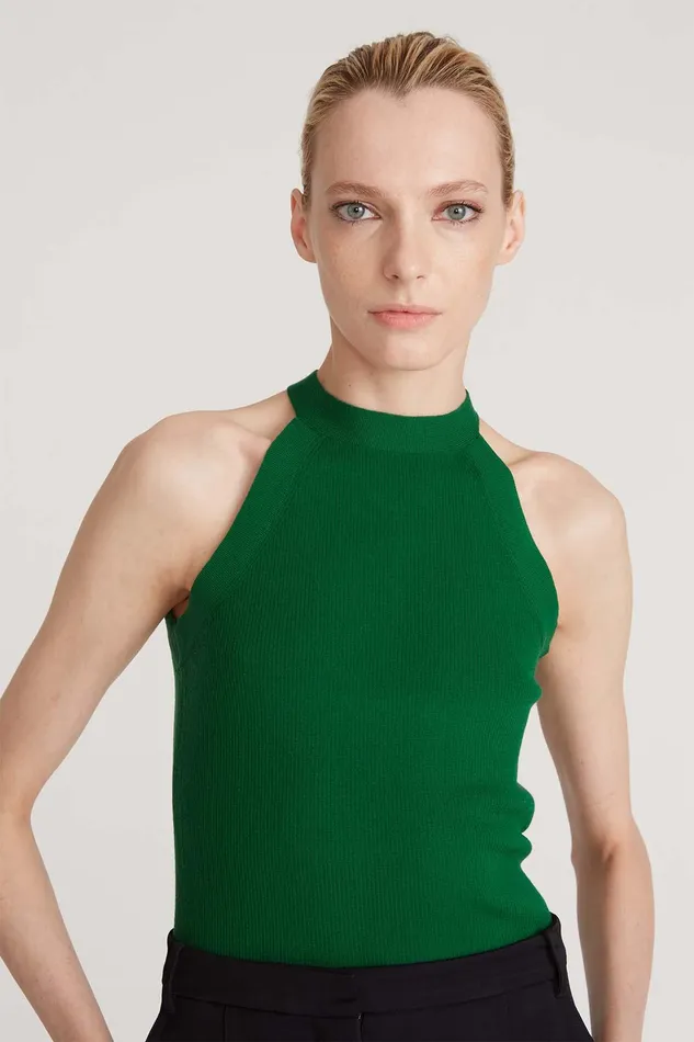 Halston Bailey Merino Wool Halter Knit Jade Jade Women Tops Halston Bailey Merino Wool Halter Knit Jade Jade Women Tops