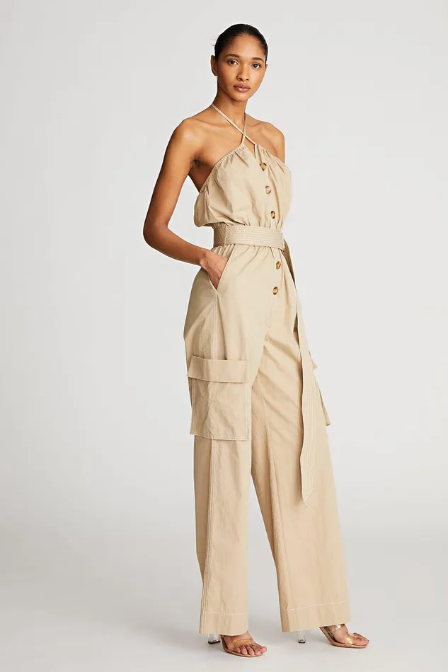 Halston Bari Jumpsuit In Cotton Nylon Safari Women Jumpsuits Halston Bari Jumpsuit In Cotton Nylon Safari Women Jumpsuits