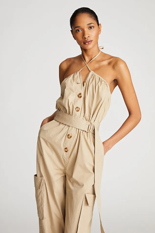 Halston Bari Jumpsuit In Cotton Nylon Safari Women Jumpsuits Halston Bari Jumpsuit In Cotton Nylon Safari Women Jumpsuits