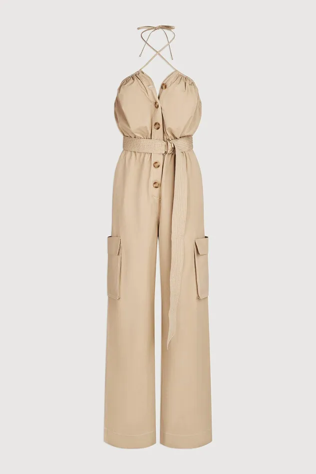 Halston Bari Jumpsuit In Cotton Nylon Safari Women Jumpsuits Halston Bari Jumpsuit In Cotton Nylon Safari Women Jumpsuits