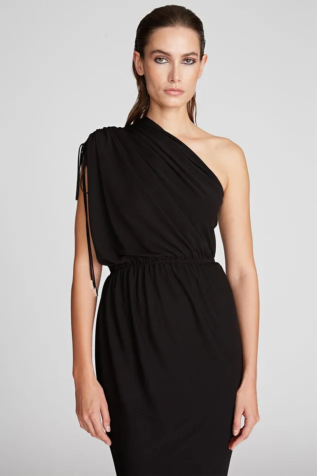Halston Bev Dress In Jersey Black Women Cocktail Dresses Halston Bev Dress In Jersey Black Women Cocktail Dresses