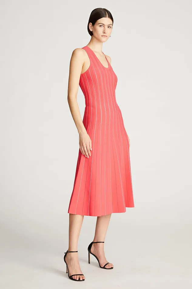 Halston Brandis Dress In Matte Viscose Rhubarb Silver Women Midi Dresses Halston Brandis Dress In Matte Viscose Rhubarb Silver Women Midi Dresses